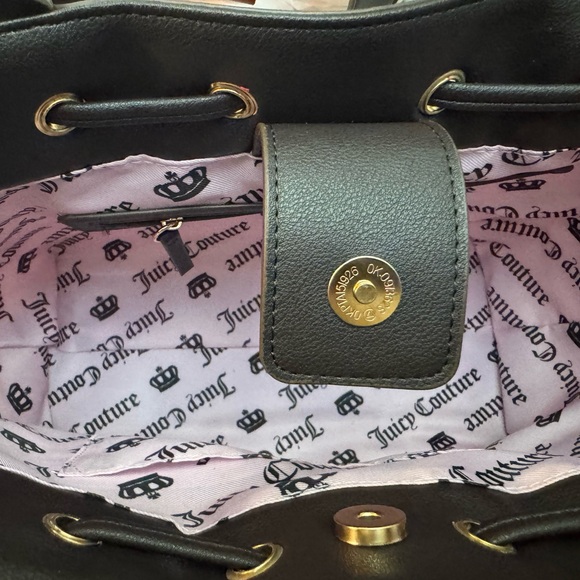 Juicy Couture Blush and Brown Velvet Bow Shoulder Tote - Picture 12 of 12